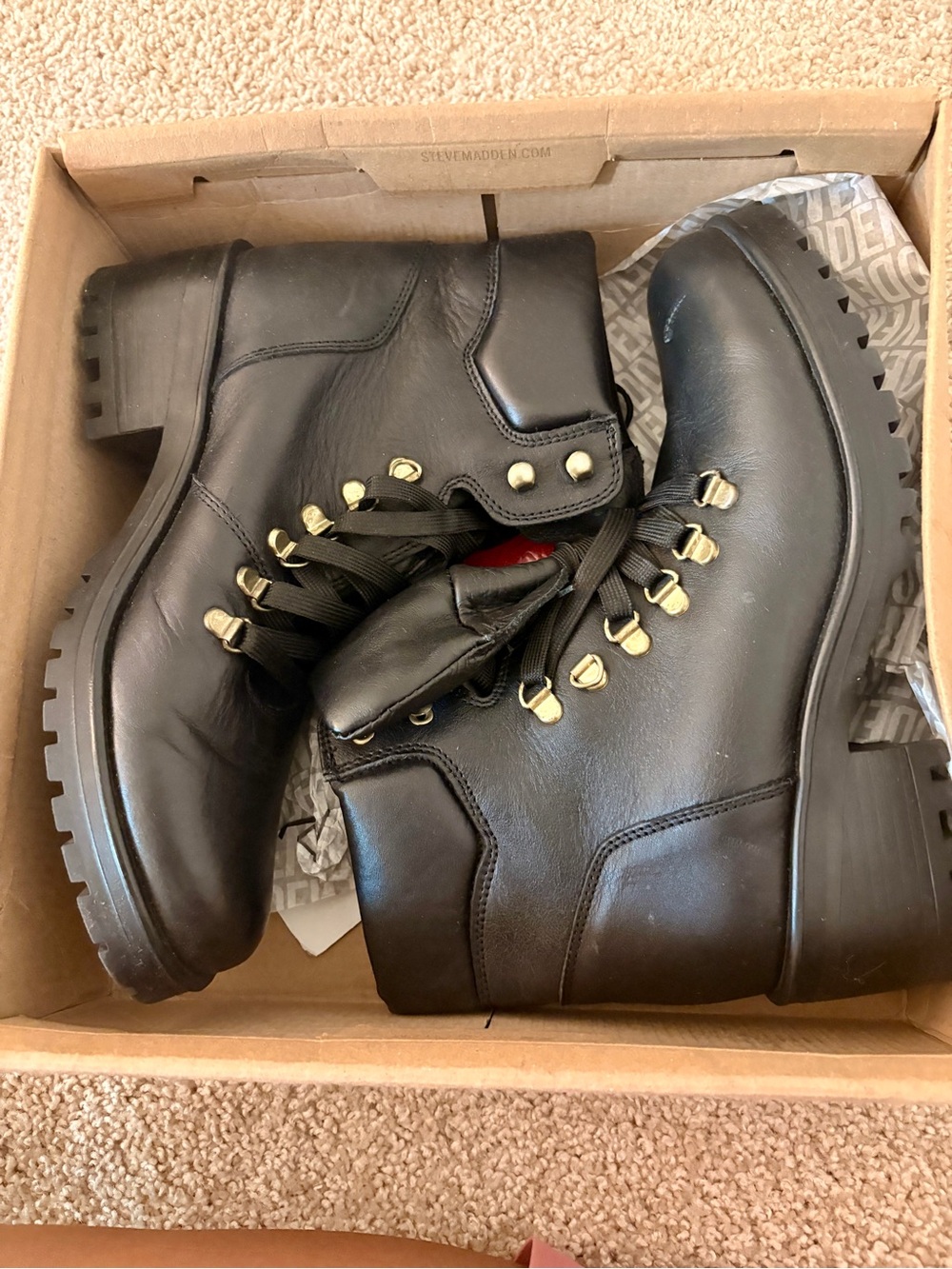 Steve Madden Galway Black Leather Boots – Women’s Size 10